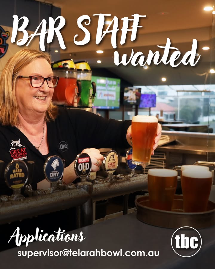 Featured image for “Join Our Team: Casual Bar Staff Positions Available at Telarah Bowling Club”